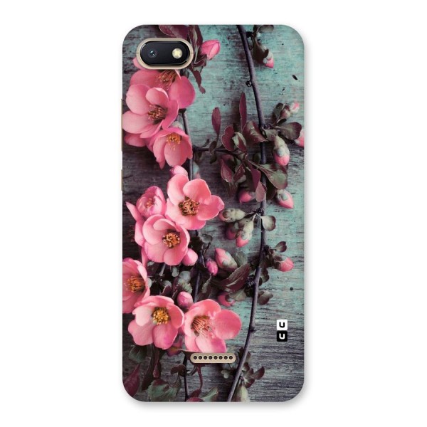 Wooden Floral Pink Back Case for Redmi 6A