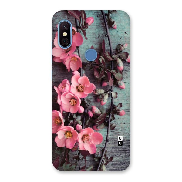 Wooden Floral Pink Back Case for Redmi Note 6 Pro