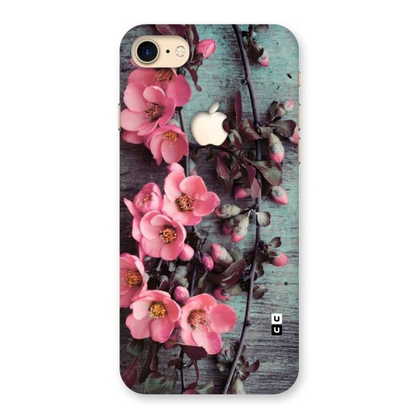 Wooden Floral Pink Back Case for iPhone 7 Apple Cut