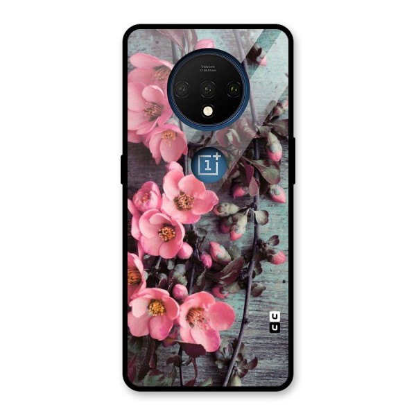 Wooden Floral Pink Glass Back Case for OnePlus 7T