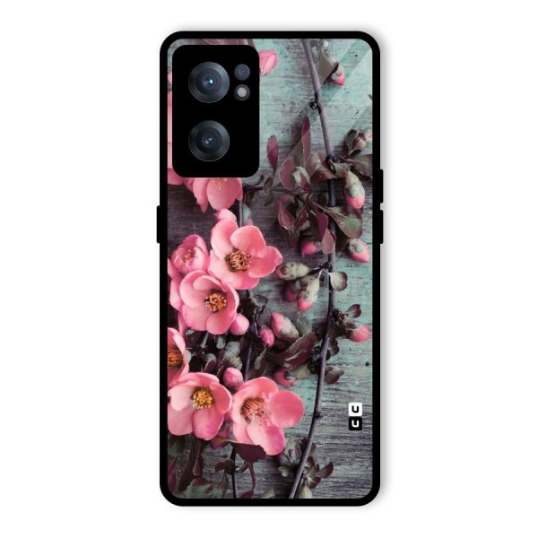 Wooden Floral Pink Glass Back Case for OnePlus Nord CE 2 5G