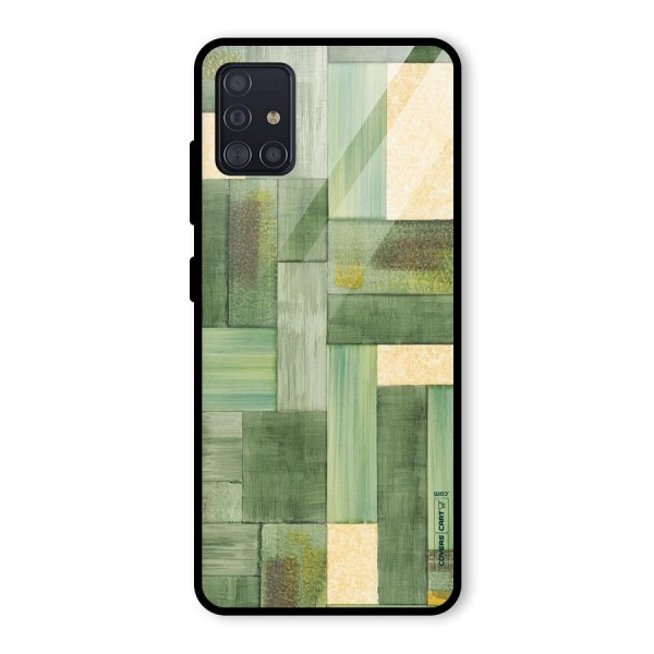 Wooden Green Texture Glass Back Case for Galaxy A51