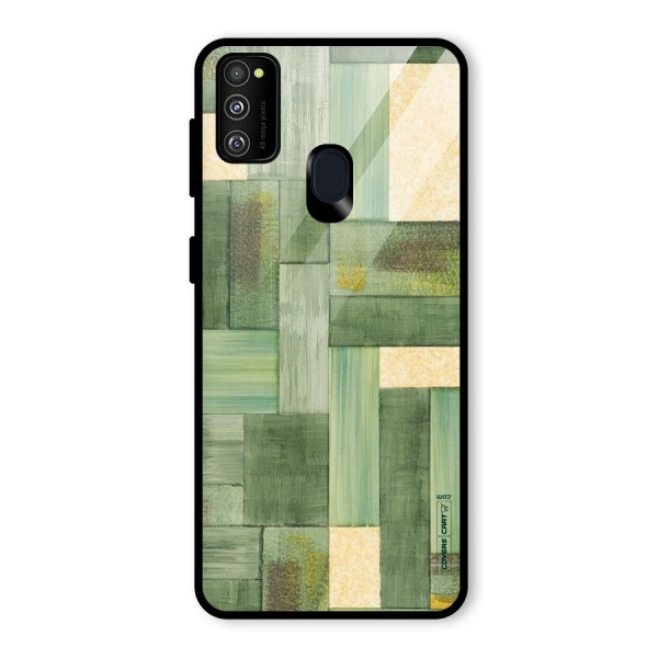 Wooden Green Texture Glass Back Case for Galaxy M30s