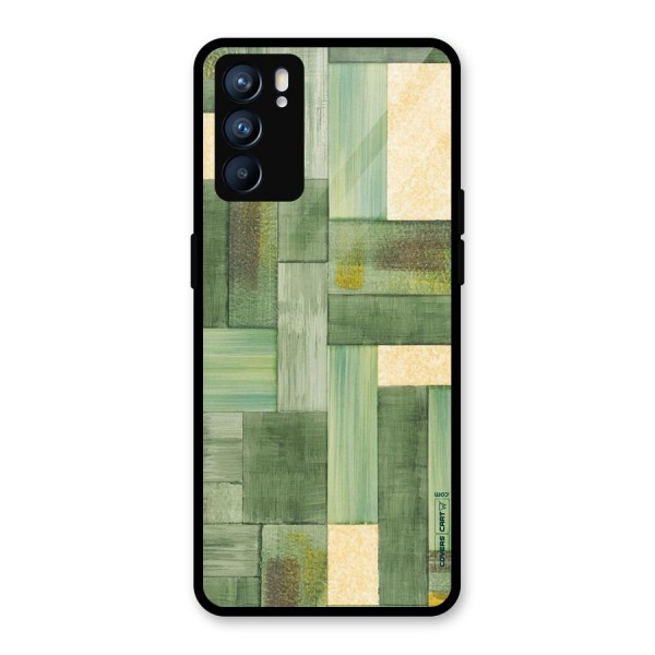 Wooden Green Texture Glass Back Case for Oppo Reno6 5G