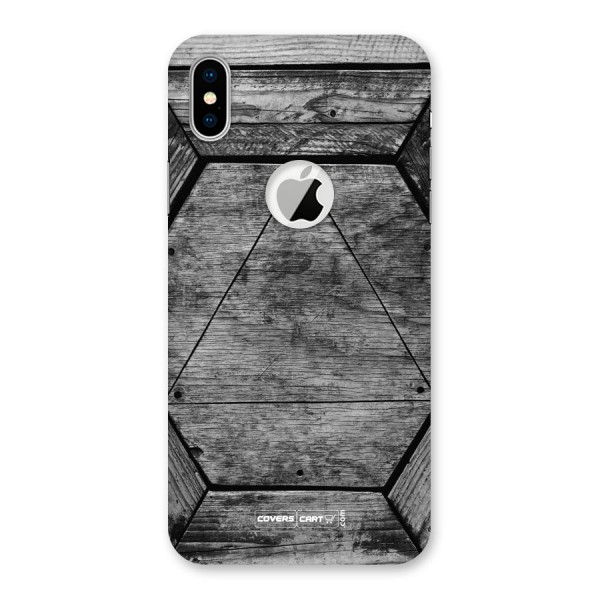 Wooden Hexagon Back Case for iPhone XS Logo Cut