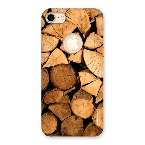 Wooden Logs Back Case for iPhone 7 Logo Cut