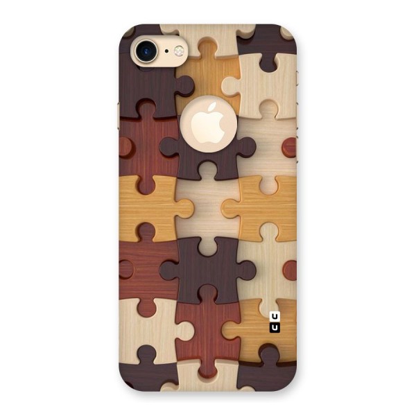 Wooden Puzzle (Printed) Back Case for iPhone 7 Logo Cut