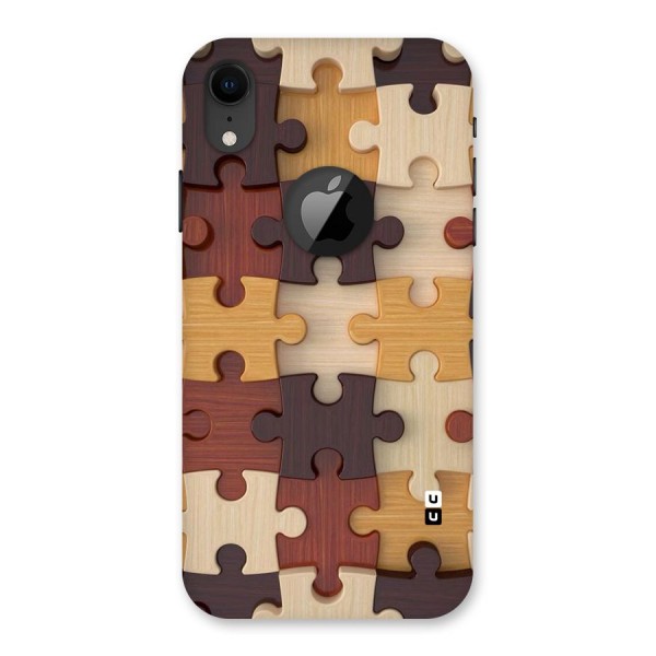 Wooden Puzzle (Printed) Back Case for iPhone XR Logo Cut