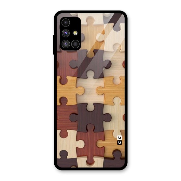 Wooden Puzzle (Printed) Glass Back Case for Galaxy M51