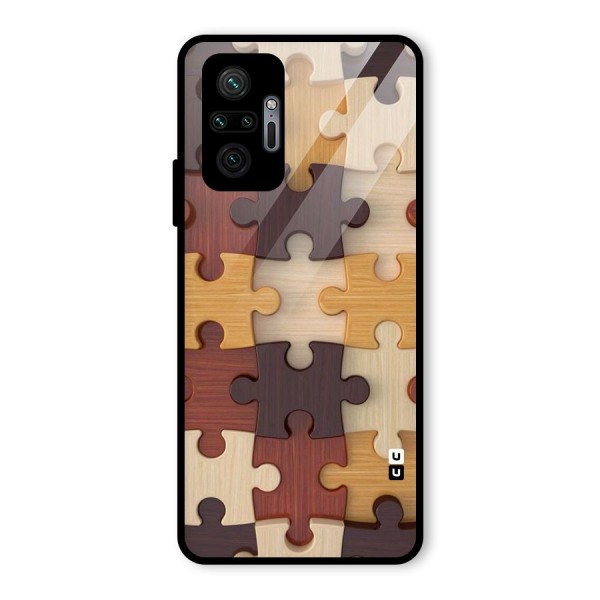 Wooden Puzzle (Printed) Glass Back Case for Redmi Note 10 Pro