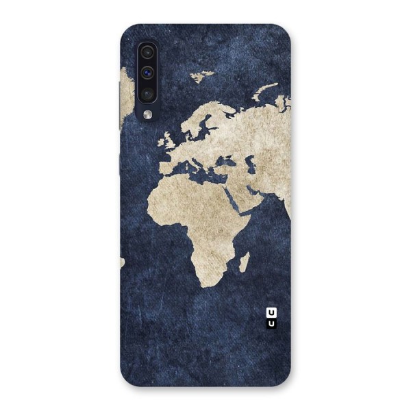 World Map Blue Gold Back Case for Galaxy A50