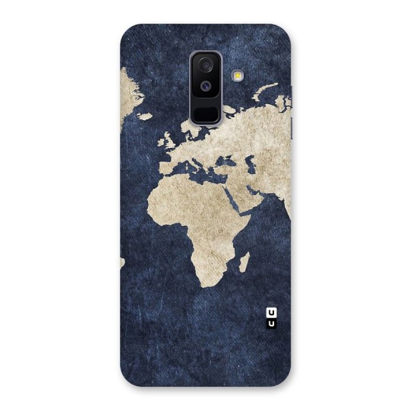 World Map Blue Gold Back Case for Galaxy A6 Plus