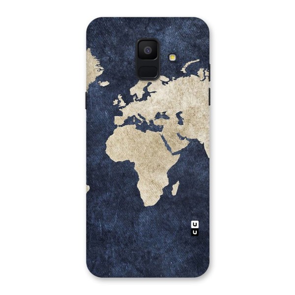 World Map Blue Gold Back Case for Galaxy A6 (2018)