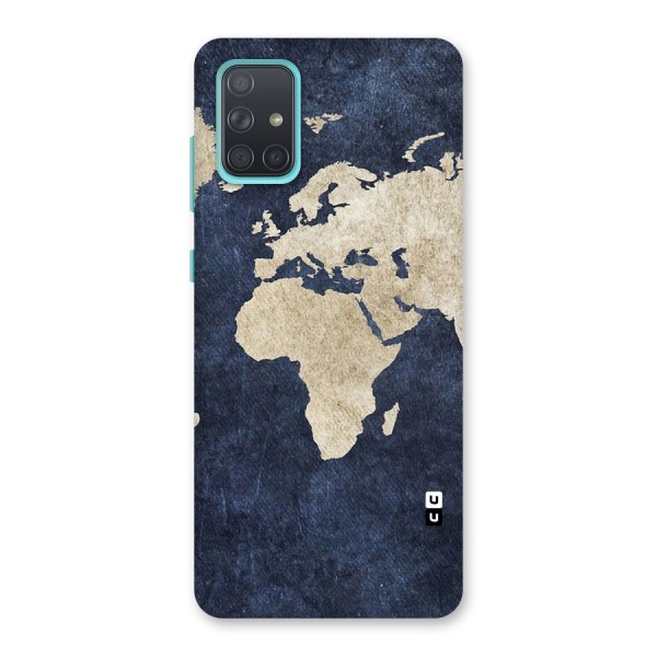 World Map Blue Gold Back Case for Galaxy A71