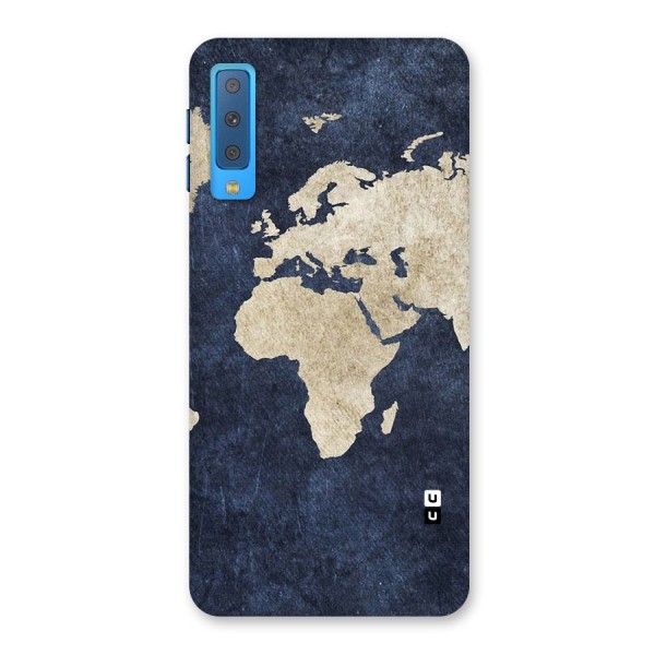 World Map Blue Gold Back Case for Galaxy A7 (2018)