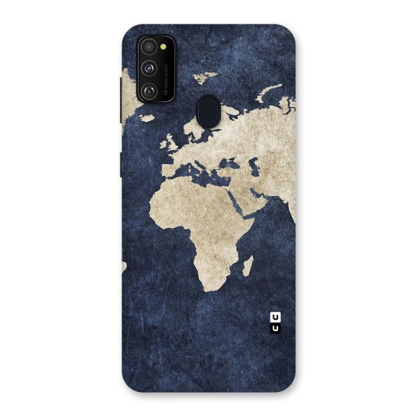 World Map Blue Gold Back Case for Galaxy M21