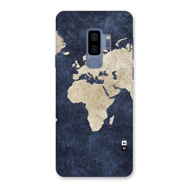 World Map Blue Gold Back Case for Galaxy S9 Plus