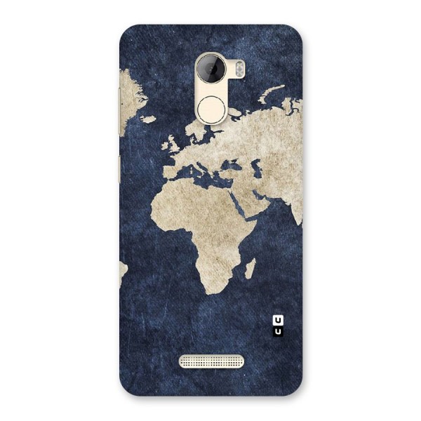 World Map Blue Gold Back Case for Gionee A1 LIte