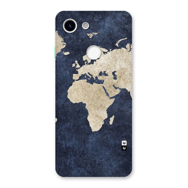 World Map Blue Gold Back Case for Google Pixel 3