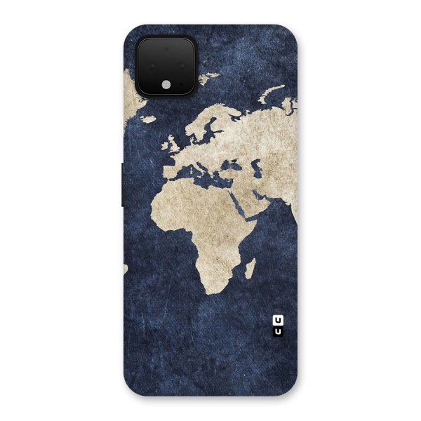 World Map Blue Gold Back Case for Google Pixel 4 XL