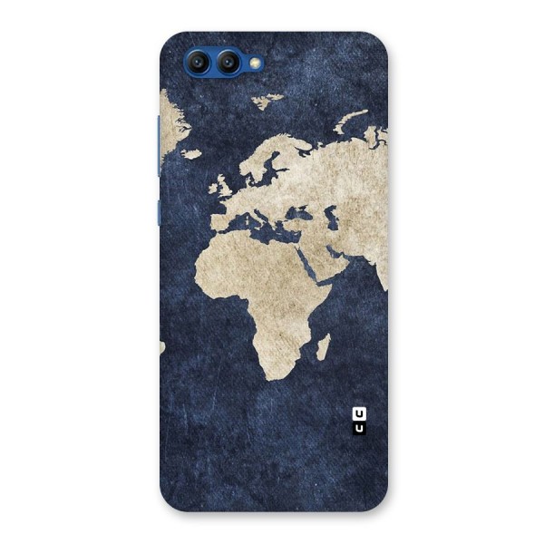 World Map Blue Gold Back Case for Honor View 10