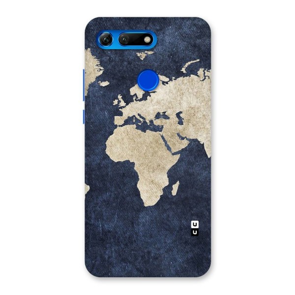 World Map Blue Gold Back Case for Honor View 20