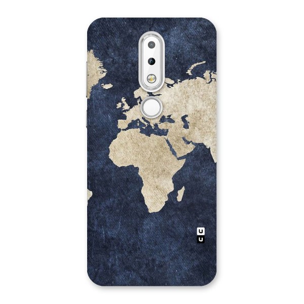World Map Blue Gold Back Case for Nokia 6.1 Plus