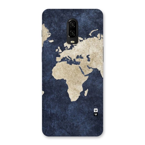 World Map Blue Gold Back Case for OnePlus 6T