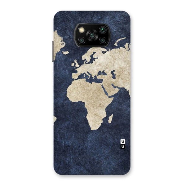 World Map Blue Gold Back Case for Poco X3