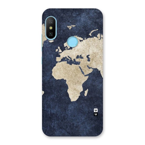 World Map Blue Gold Back Case for Redmi 6 Pro