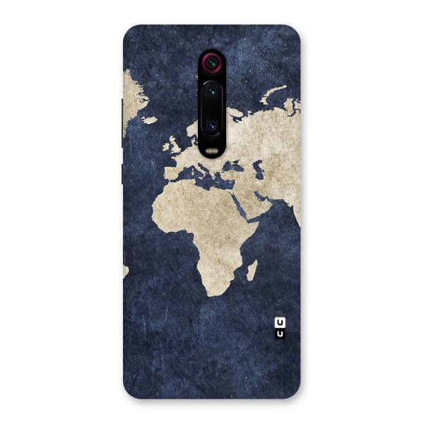 World Map Blue Gold Back Case for Redmi K20 Pro