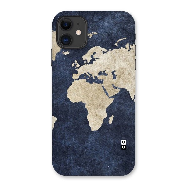 World Map Blue Gold Back Case for iPhone 11