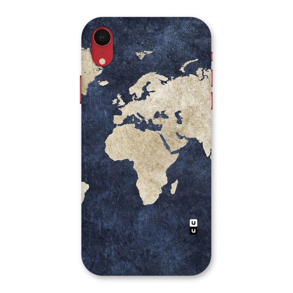 World Map Blue Gold Back Case for iPhone XR