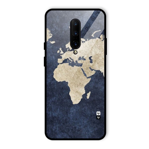 World Map Blue Gold Glass Back Case for OnePlus 7 Pro