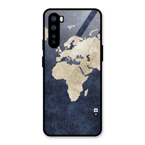 World Map Blue Gold Glass Back Case for OnePlus Nord