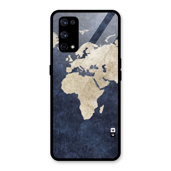 World Map Blue Gold Glass Back Case for Realme X7 Pro