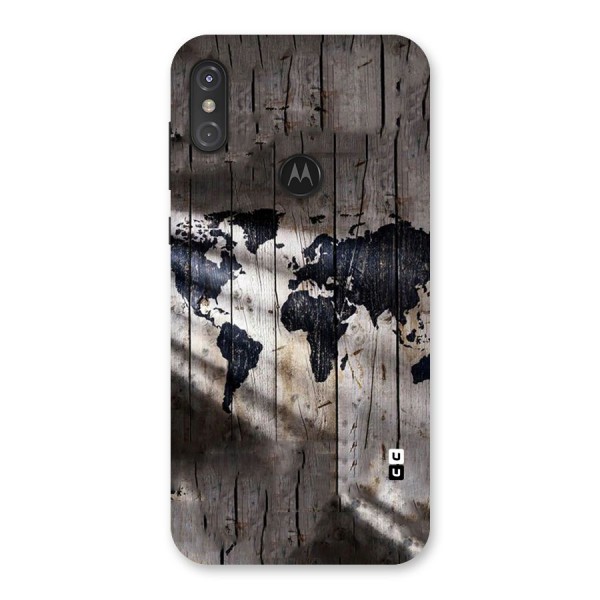 World Map Wood Design Back Case for Motorola One Power