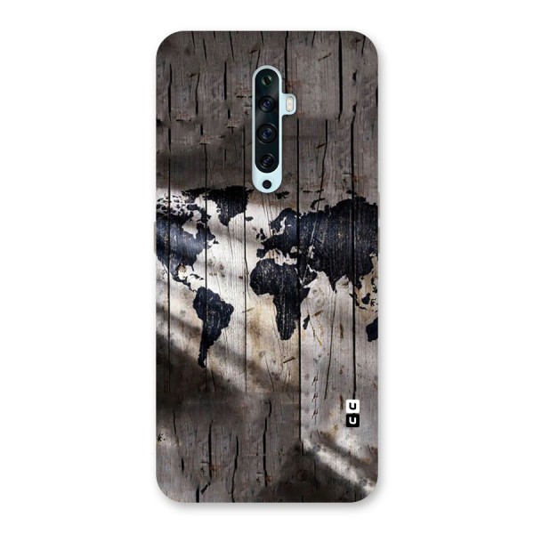 World Map Wood Design Back Case for Oppo Reno2 F