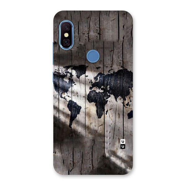 World Map Wood Design Back Case for Redmi Note 6 Pro
