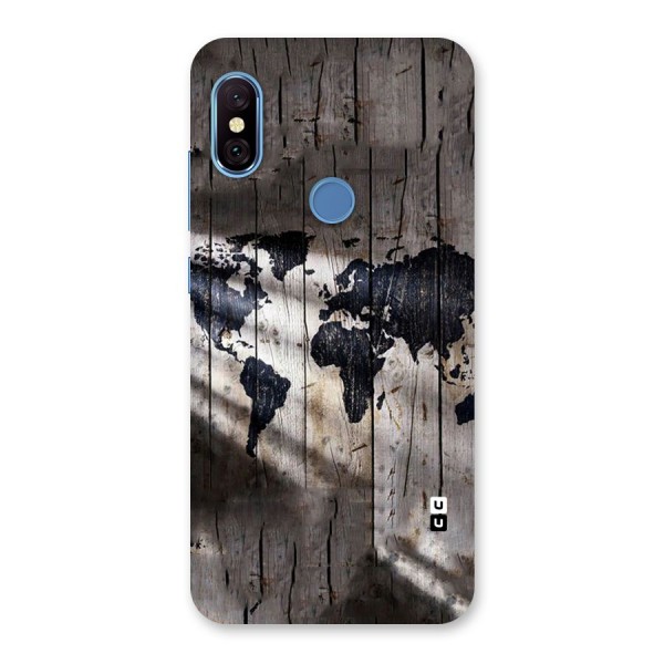 World Map Wood Design Back Case for Redmi Note 6 Pro