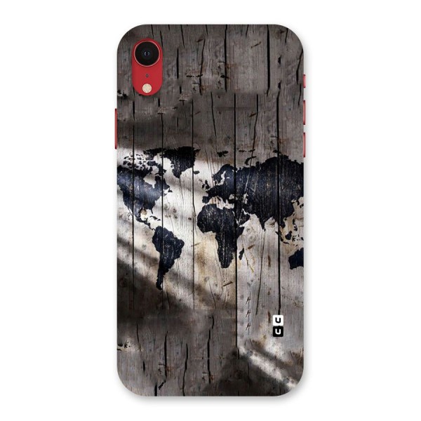 World Map Wood Design Back Case for iPhone XR