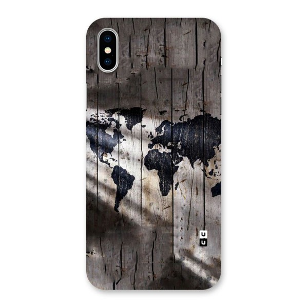 World Map Wood Design Back Case for iPhone XS
