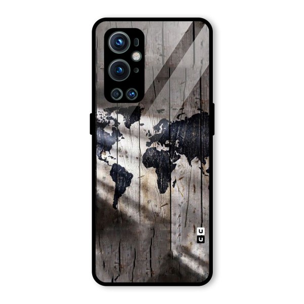 World Map Wood Design Glass Back Case for OnePlus 9 Pro