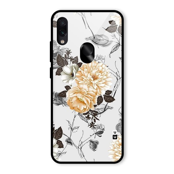 Yellow Floral Glass Back Case for Redmi Note 7 Pro