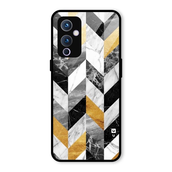 Yellow Grey Marble Glass Back Case for OnePlus 9