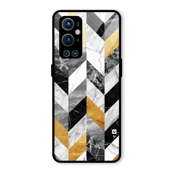 Yellow Grey Marble Glass Back Case for OnePlus 9 Pro