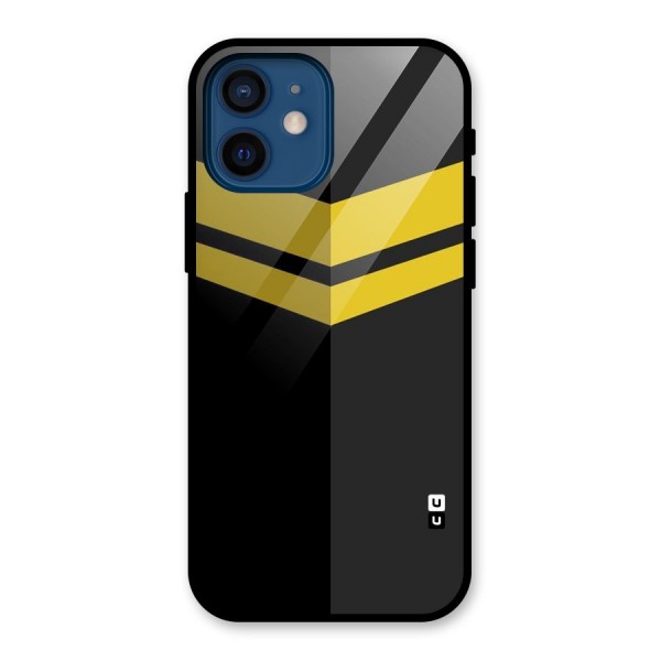 Yellow Lines Glass Back Case for iPhone 12 Mini