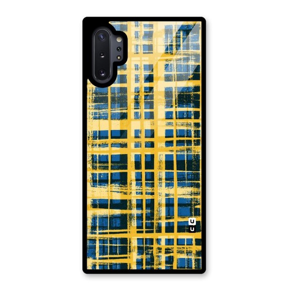 Yellow Rugged Check Design Glass Back Case for Galaxy Note 10 Plus