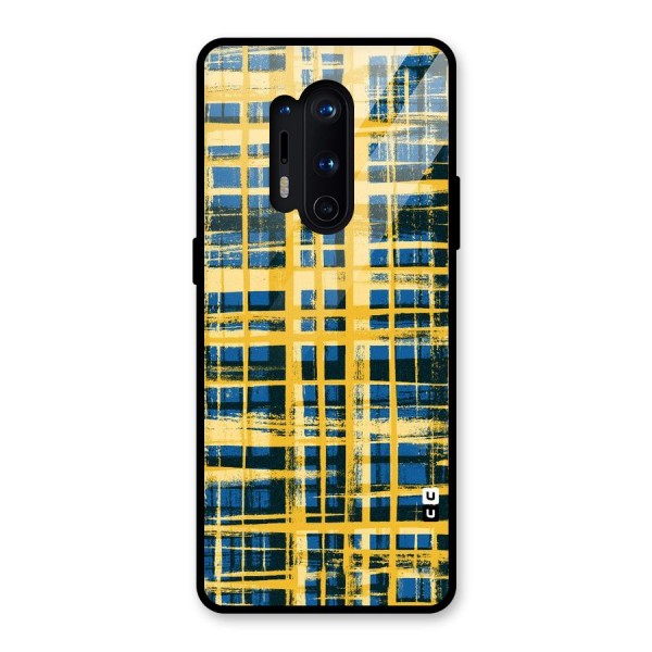 Yellow Rugged Check Design Glass Back Case for OnePlus 8 Pro