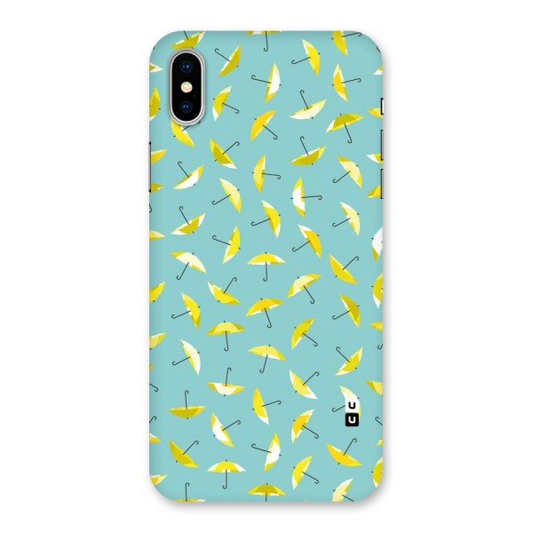 Yellow Umbrella Pattern Back Case for iPhone XS